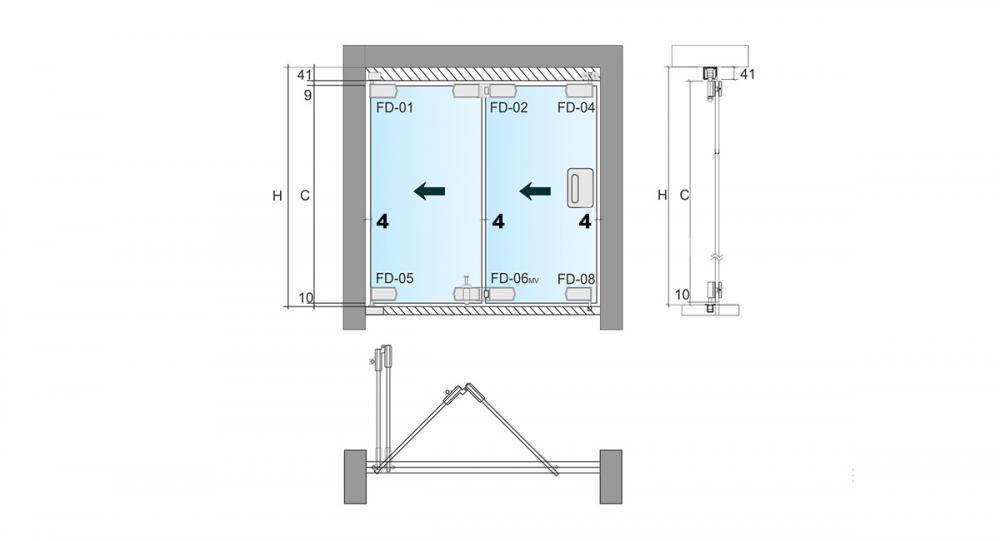 BỘ GẤP XẾP KÍNH 2 CÁNH